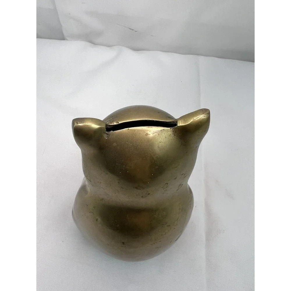 Vintage Teddy Bear Solid Brass Piggy Coin Bank Made In Korea‎ 5